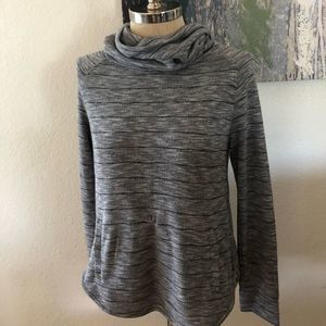 Lou & Grey Cowl Neck Striped Heather Gray Sweater Lounge